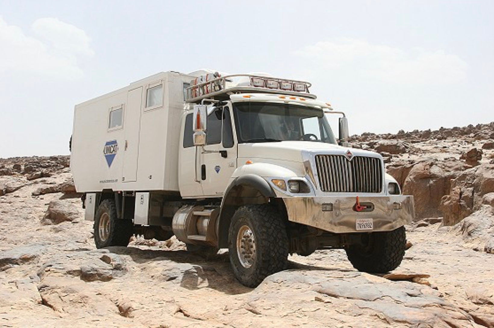 UNICAT expedition vehicle on rocky desert terrain